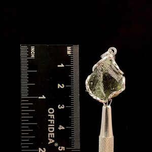 Raw MOLDAVITE Pendant - Sterling Silver - Moldavite Necklace Pendant, Genuine Moldavite Jewelry, 47348