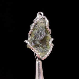 Raw MOLDAVITE Pendant - Sterling Silver - Moldavite Necklace Pendant, Genuine Moldavite Jewelry, 47423