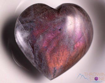 LABRADORITE Gemstone Heart - Thin, Light -  Palm Stone, Puffy Heart, Mom Gift, E1962