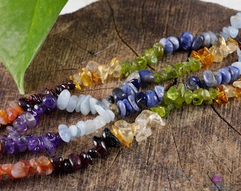 CHAKRA Beaded Necklace - Chip - Healing Crystals, Chakra Stones, Unique Gift, Chakra Crystals, E0810