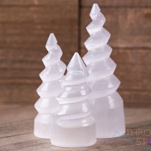 SELENIT Einhorn Horn – Weißer Selenit, Crystal Wand, Home Decor, Selenit Spirale - E1126