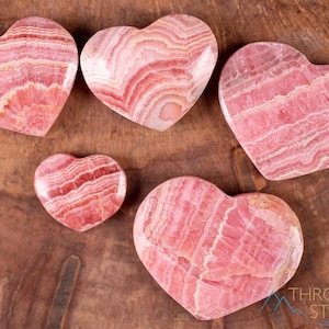 RHODOCHROSITE Puffy Heart - AA Grade Banded - Pink Crystal, Mom Gift, Crystal Carving, E1944