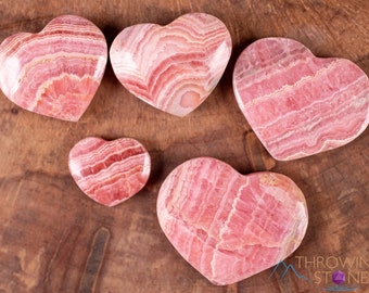 RHODOCHROSITE Puffy Heart - AA Grade Banded - Pink Crystal, Mom Gift, Crystal Carving, E1944