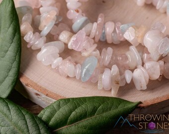AQUAMARINE & MORGANITE Crystal Bracelet - Chip - Handmade Jewelry, Metaphysical Crystals, Crystal Healing, Gemstone Bracelet, E0630