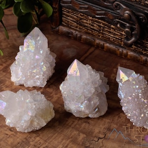 White Angel AURA QUARTZ Point - Rainbow Quartz, Cactus Quartz, Spirit Quartz Cluster, E2005
