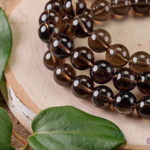 SMOKY QUARTZ Crystal Bracelet - Round - Gemstone Bracelet, Jewelry Gift, Handmade Jewelry, Healing Crystals, E0612