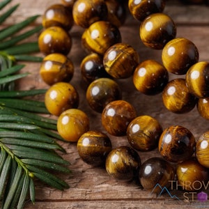 TIGERS EYE Crystal Bracelet - Round - Crystal Jewelry, Beaded Bracelet, Crystal Healing, Gemstone Bracelet E0604