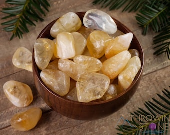 Tumbled  CITRINE Crystals  :   Metaphysical Healing Stones, Yellow Pocket Rocks, E1409
