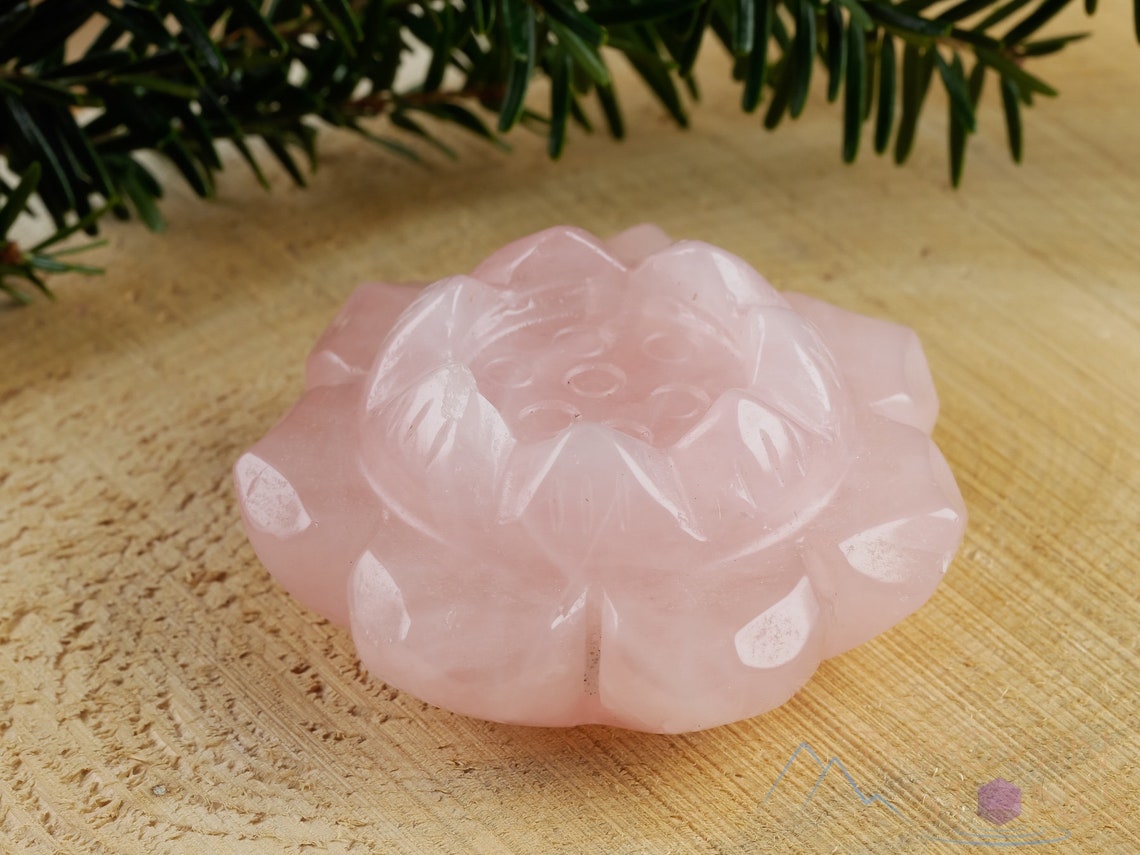 ROSE QUARTZ Crystal Sphere Stand Lotus Flower Mom Gift | Etsy