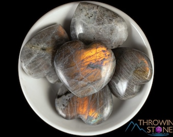 LABRADORITE Gemstone Heart - Thin, Light -  Palm Stone, Puffy Heart, Mom Gift, E1962