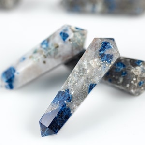 LAZULITE Mini Crystal Points - Double terminaison, pointes de crayon hexagonales, baguette de cristal, E1827