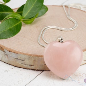 ROSE QUARTZ Heart Pendant - Crystal Jewelry, Gemstone Pendant, Healing Crystals and Stones, Heart Pendant, E0986