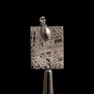 METEORITE Pendant - Rhodium Plated - Ancient Muonionalusta Meteor, Space Jewelry, Unique Gift for Him, 50322