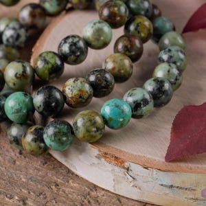 AFRICAN TURQUOISE JASPER Crystal Bracelet - Round - Handmade Jewelry, Beaded Bracelet, Healing Crystals, Jewelry Gift, E0588