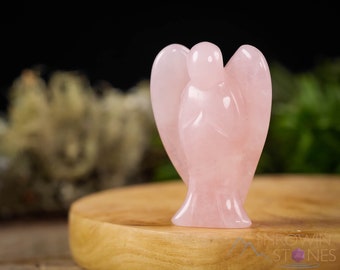 Rose QUARTZ Angel Carving - XS, S - Crystal Angel Figurine, Housewarming Gift, Angel Decor, Angel Gift E1552