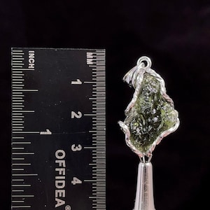 Raw MOLDAVITE Pendant - Sterling Silver - Moldavite Necklace Pendant, Pure Moldavite Jewelry, 47363