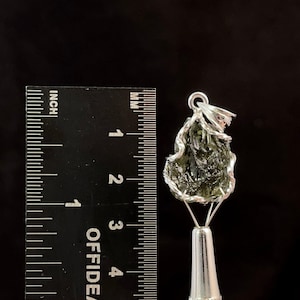 Raw MOLDAVITE Pendant - Sterling Silver - Moldavite Necklace Pendant, Genuine Moldavite Jewelry, 47345