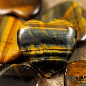 Blauwe TIGERS EYE Heart Stone - Heart Carving, gepolijste edelsteen, Crystal Decor, E2102