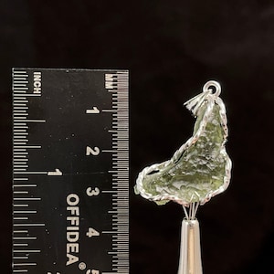 Raw MOLDAVITE Pendant - Sterling Silver - Moldavite Necklace Pendant, Genuine Moldavite Jewelry, 47364