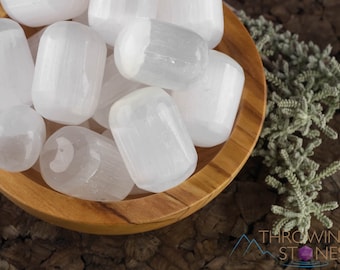 SELENITE Tumbled Stones – Crystal Grid, Housewarming Gift, Crystal Decor, Meditation Stone - E1017