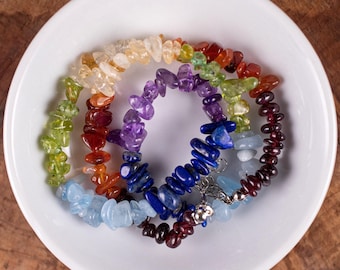 Edelsteenketting CHAKRA - 7 chakra's, helende kristallen, ketting met kralenkralen, E1969