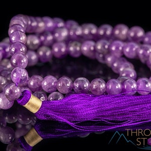 AMETHYST Beaded Necklace - Mala - Handmade Jewelry, Gemstone Jewelry, Healing Crystals, Crystal Necklace, E0122