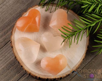 SELENITE Orange Heart Crystal – Thick -  Crystal Decor, Unique Gift, Metaphysical, Selenite Crystals, E0167