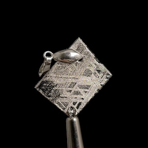 METEORITE Pendant - Rhodium Plated - Ancient Muonionalusta Meteor, Space Jewelry, Unique Gift for Him, 50296