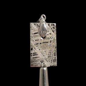 METEORITE Pendant - Rhodium Plated - Ancient Muonionalusta Meteor, Space Jewelry, Unique Gift for Him, 50300
