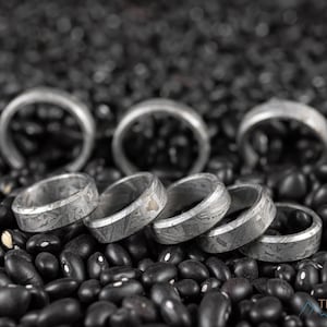 ALETAI Meteorite Ring - Sizes 5-11  - Meteorite Wedding Ring, Meteorite Band, Space Astronomy Jewelry, E2182