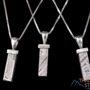 METEORITE Pendant - Aletai Meteor - Rectangle - Etched Meteorite, Handmade Jewelry, Space Astronomy Gifts, E1858