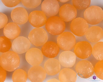 ORANGE SELENITE Tumbled Spheres  :  x3 Small Peach Crystals, Natural Healing Stones, Pocket Rocks, E2129