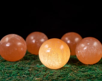 Orange SELENITE Crystal Ball - Crystal Decor, Meditation Tools, Healing Crystals and Stones,  Crystal Sphere, E1859