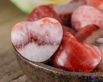 ARAGONITE Heart Carving - Red Banded – Heart Crystal, Home Decor, Unique Gift, Crystal Carving, E1660