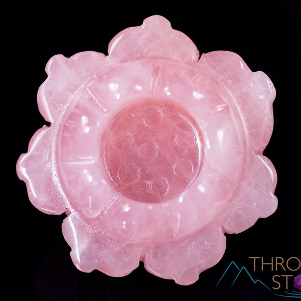 ROSE QUARTZ Crystal, Sphere Stand, Lotus Flower - Mom Gift,  Home Decor, E1309