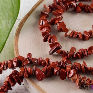 RED JASPER Beaded Necklace - Chip - Crystal Jewelry, Gemstone Necklace, Boho Jewelry, Statement Necklace, E0816