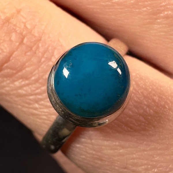 GEM SILICA Crystal Ring - Size 6.25, Round - Rare Polished Chrysocolla Sterling Silver Gemstone Ring from Arizona, 54015