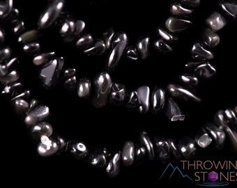 OBSIDIAN Beaded Necklace - Chip - Bijoux faits à la main, Collier en cristal, Collier de pierres précieuses, Cristal de guérison, E1785
