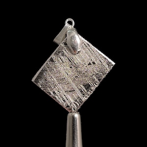 METEORITE Pendant - Rhodium Plated - Ancient Muonionalusta Meteor, Space Jewelry, Unique Gift for Him, 50325