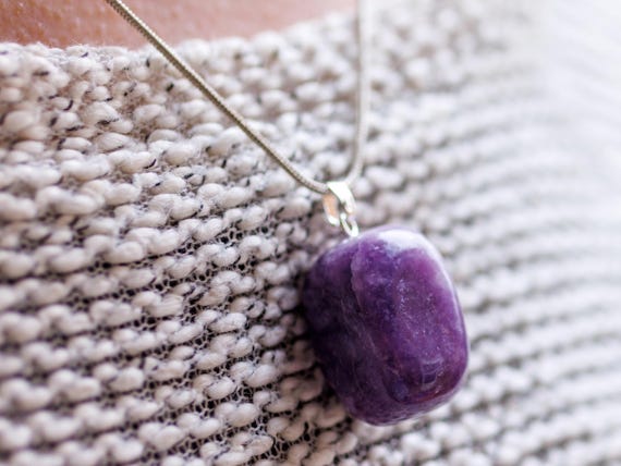 LEPIDOLITE Pendant - Tumbled Crystals and Stones, Unique Jewelry, Crystal Pendant,  E1390