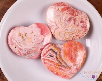 RHODOCHROSITE Crystal Heart - AA Grade Pattered - Puffy Heart, Self Care, Crystal Decor, E1945