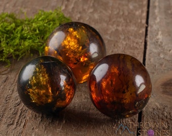 AMBER Crystal Sphere -  Natural Amber, Healing Crystals and Stones, Crystal Ball, E0356