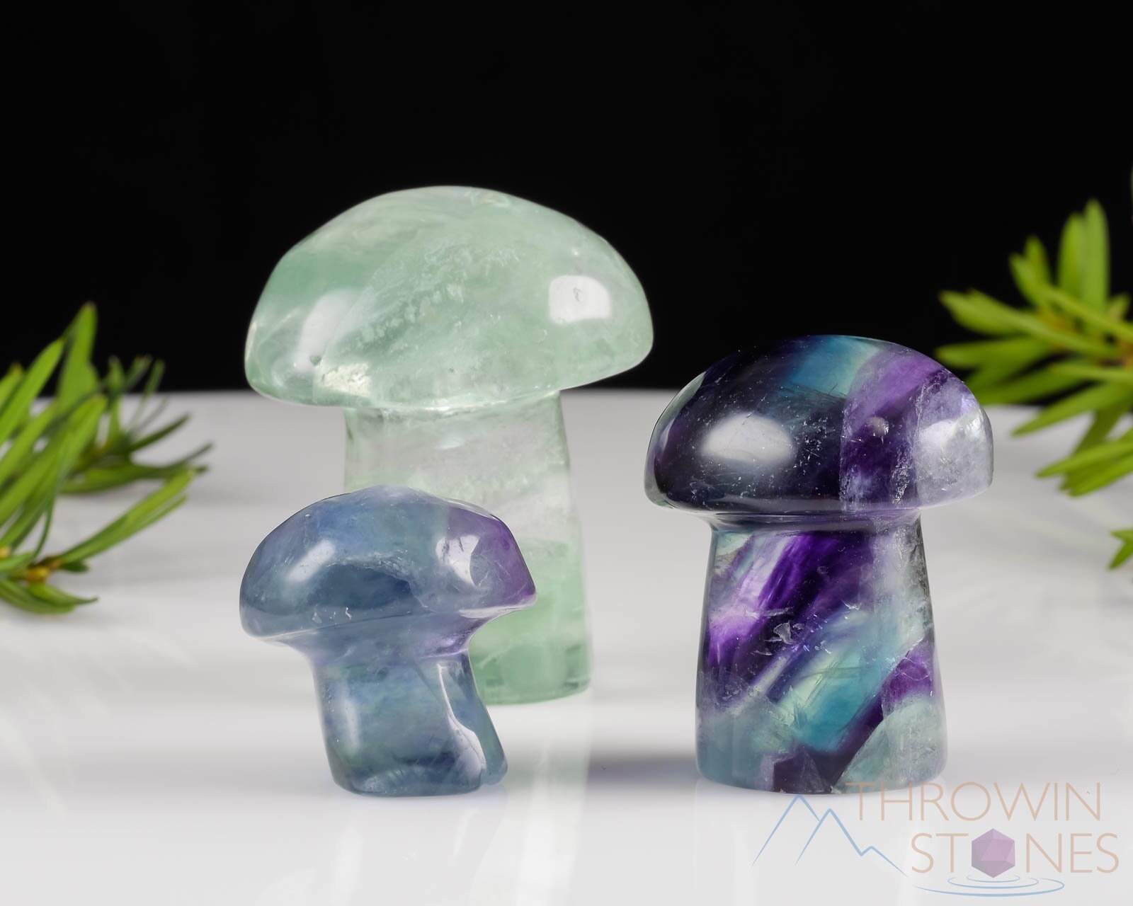 Rainbow FLUORITE Crystal Mushroom - XS-L – Hand Carved, Fluorite