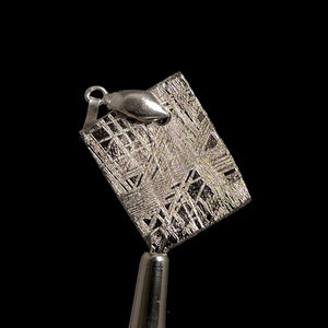 METEORITE Pendant - Rhodium Plated - Ancient Muonionalusta Meteor, Space Jewelry, Unique Gift for Him, 50316