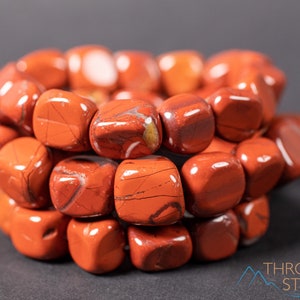 RED BRECCIATED JASPER Crystal Bracelet - Tumbled Beads - Root Chakra, Crystal Healing, Stacking Bracelet, E0367