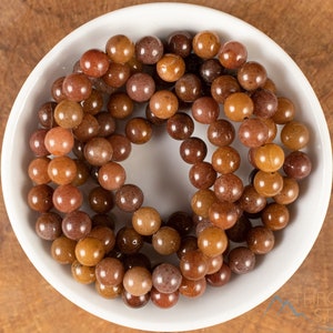 Brown AVENTURINE Round Beaded Bracelet - Heart Chakra, Genuine Crystals, Boho Jewelry, E1987