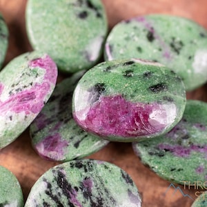 RUBY ZOISITE Worry Stone - Stress Relief, Reiki Healing, Heart Chakra, Palm Stone, E1829