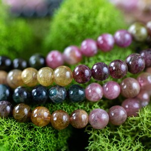 TURMALINE Dunkles Wickelarmband - Kristall Halskette, Perlen Armband, Edelstein Armband, Handgemachter Schmuck, E1047