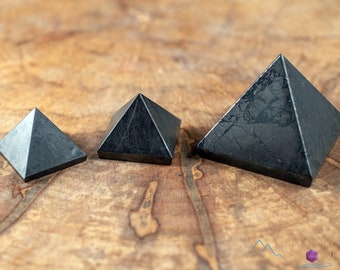SHUNGITE Pyramid – Hand Carved, Crystal Grid, Home Decor, Crystal Pyramid, E0308