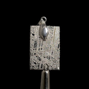 METEORITE Pendant - Rhodium Plated - Ancient Muonionalusta Meteor, Space Jewelry, Unique Gift for Him, 50310